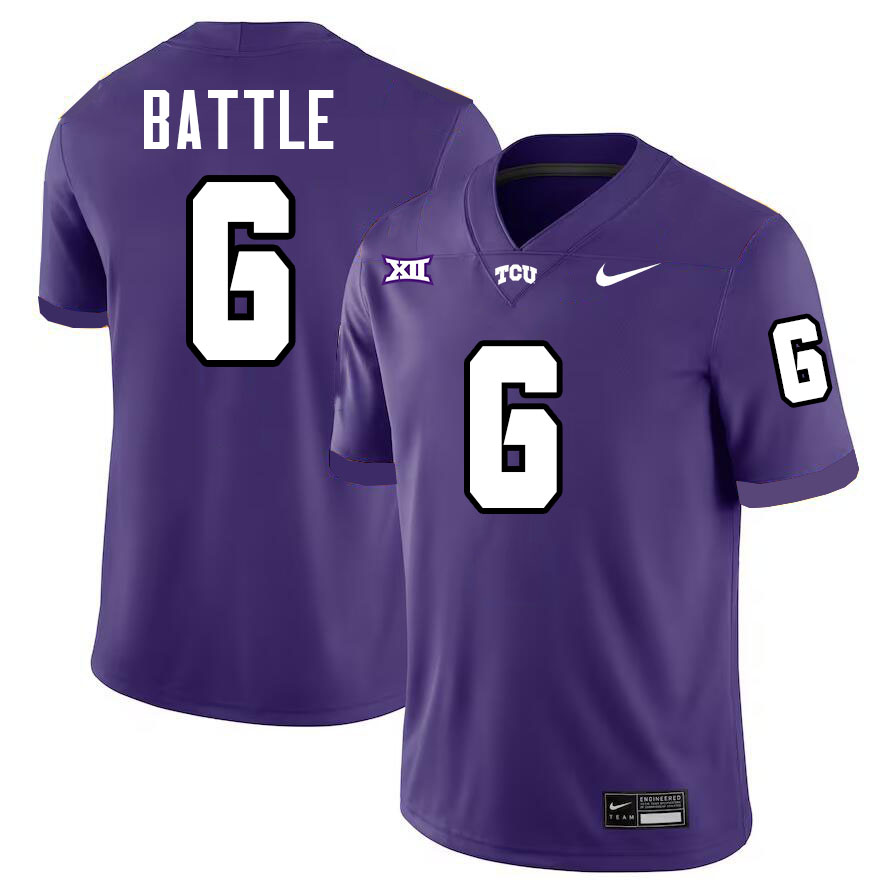 #6 Trent Battle TCU Jersey,Texas Christian University Horned Frogs Football Jersey-Purple